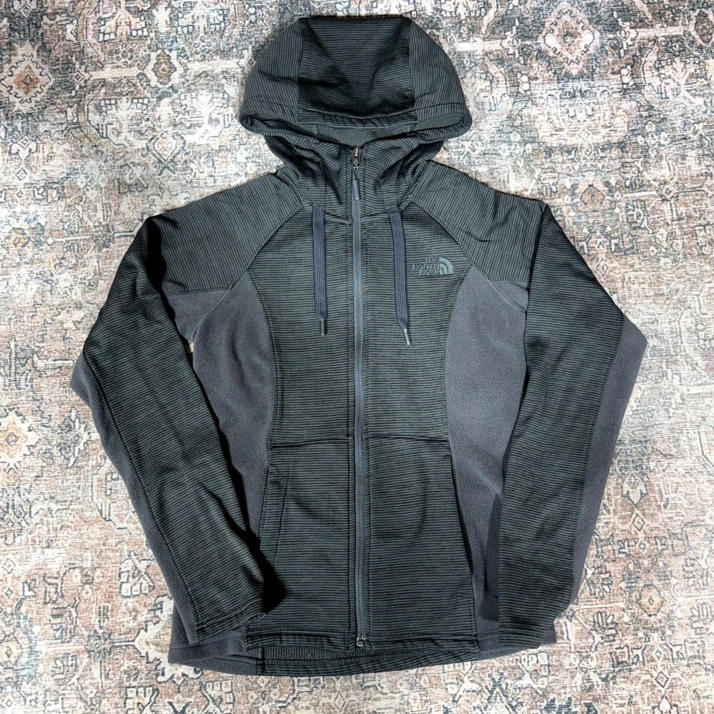 The North Face Hoodie Women XS Black Full-Zip Fleece Lined Raglan Sleeve Outdoor